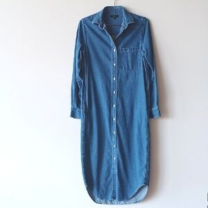 Distressed Denim Medium Indigo Maxi Shirt Dress Quince